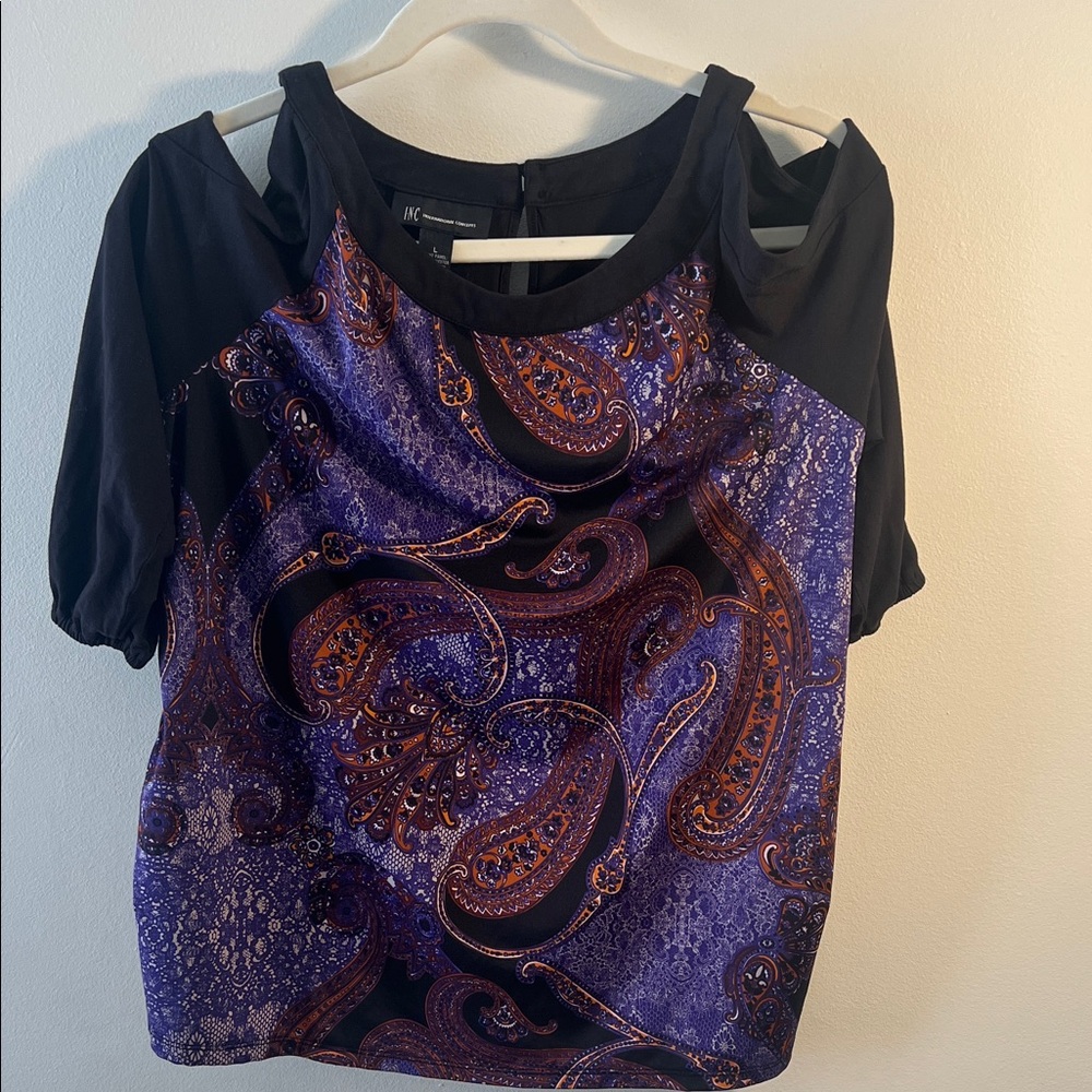 INC International Concepts Black and Cream Top